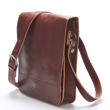 Hnedá luxusná kožená taška cez plece KABEA Luxor-T