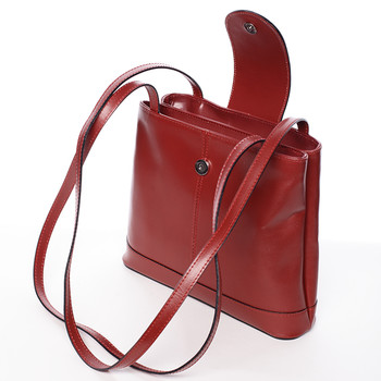Kožená dámska červená kabelka cez rameno - ItalY ZENN