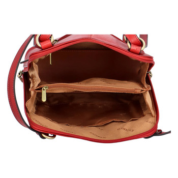 Dámsky kožený batoh kabelka tmavočervený - Katana Elinney
