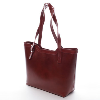 Dámska elegantná kožená kabelka tmavočervená - ItalY Melisa