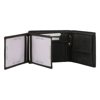 Kvalitná voľná pánska kožená peňaženka čierno-hnedá - Tomas Crues