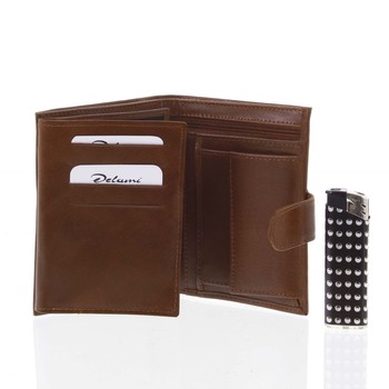 Pánska kožená svetlohnedá peňaženka so zápinkou - Delami Lunivers