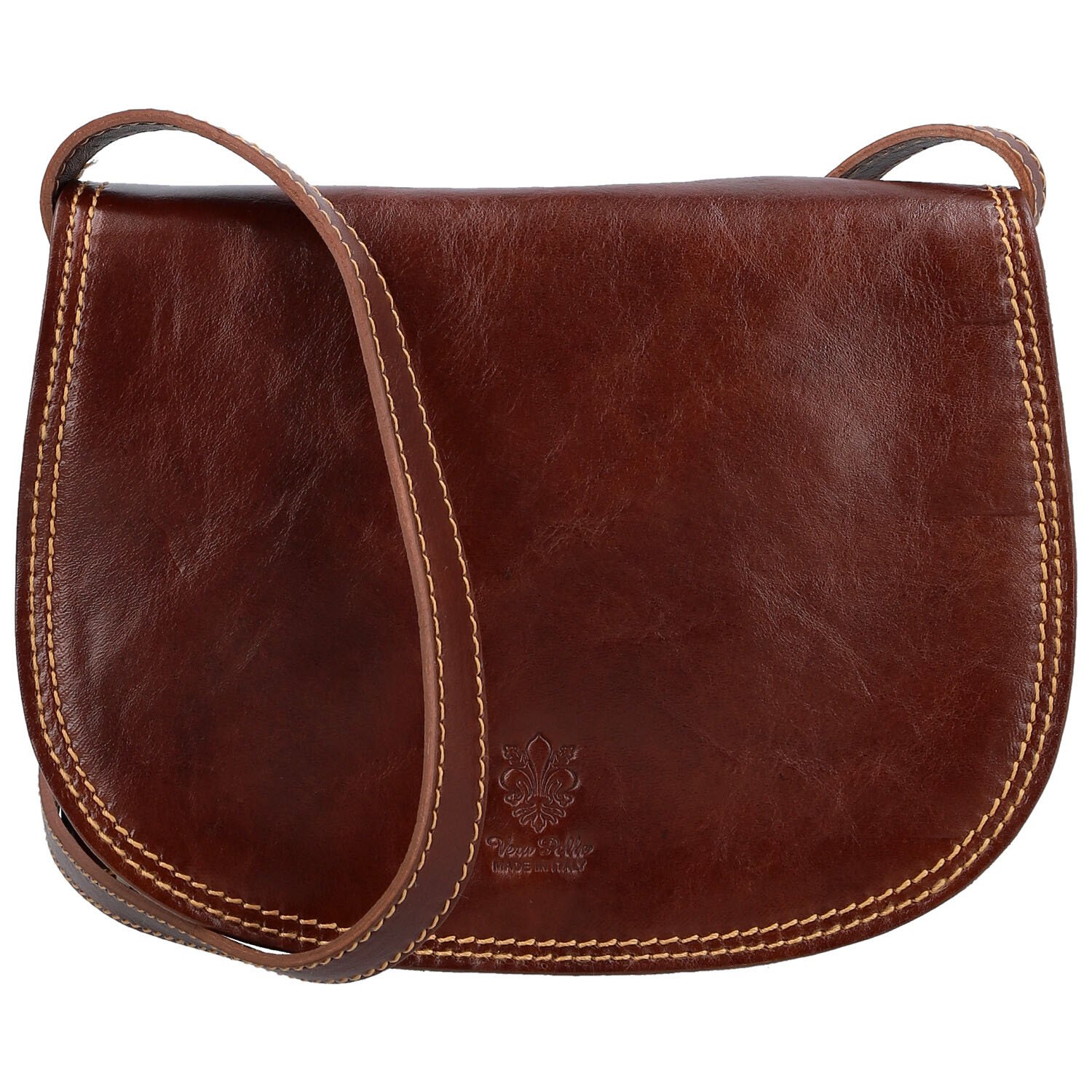 Dámska kožená crossbody kabelka hnedá - Delami Elrosa