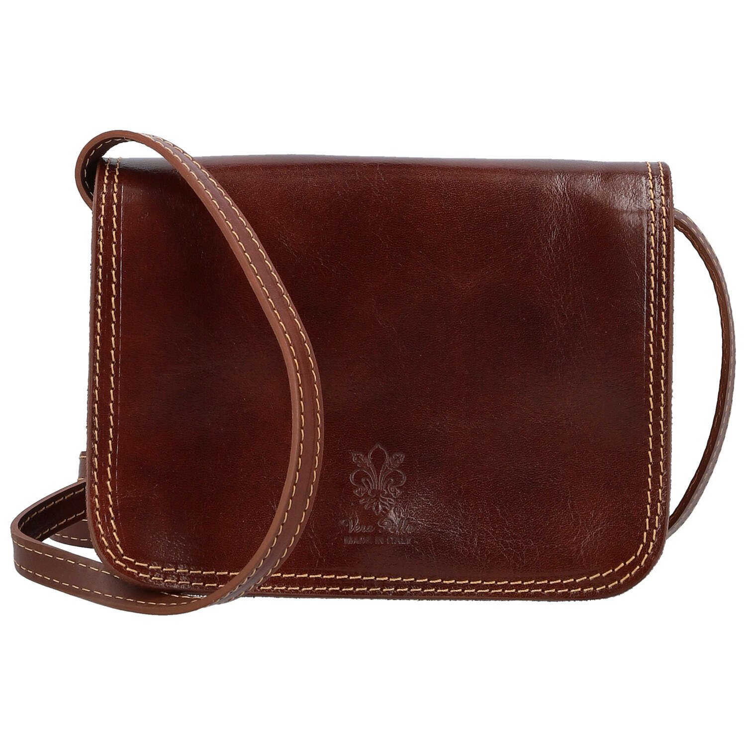 Dámska kožená crossbody hnedá - Delami Vera Pelle Asppena