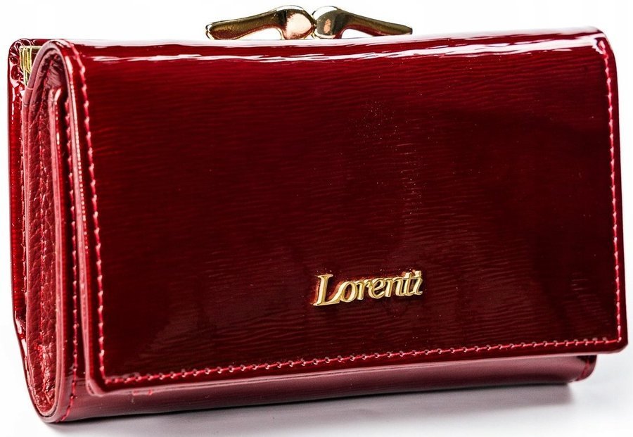 Jedinečná dámska lakovaná kožená peňaženka červená - Lorenti 55020SH