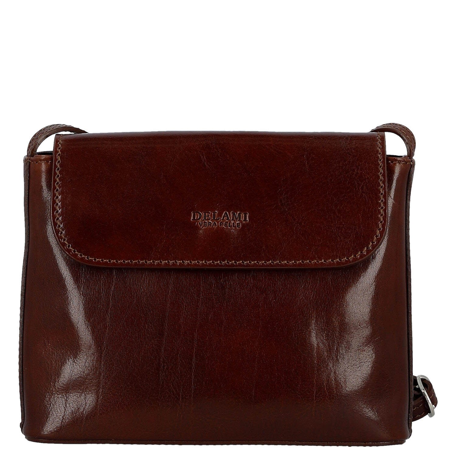 Dámska kožená crossbody kabelka hnedá - Delami Vera Pelle Maryam New