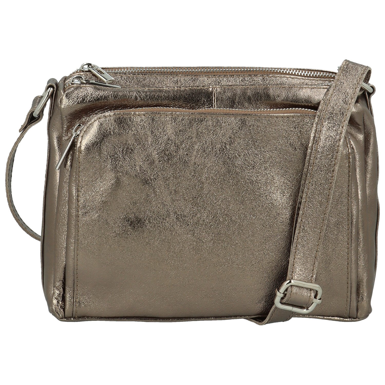 Dámska kožená crossbody kabelka bronzová - Delami Vera Pelle Bandit