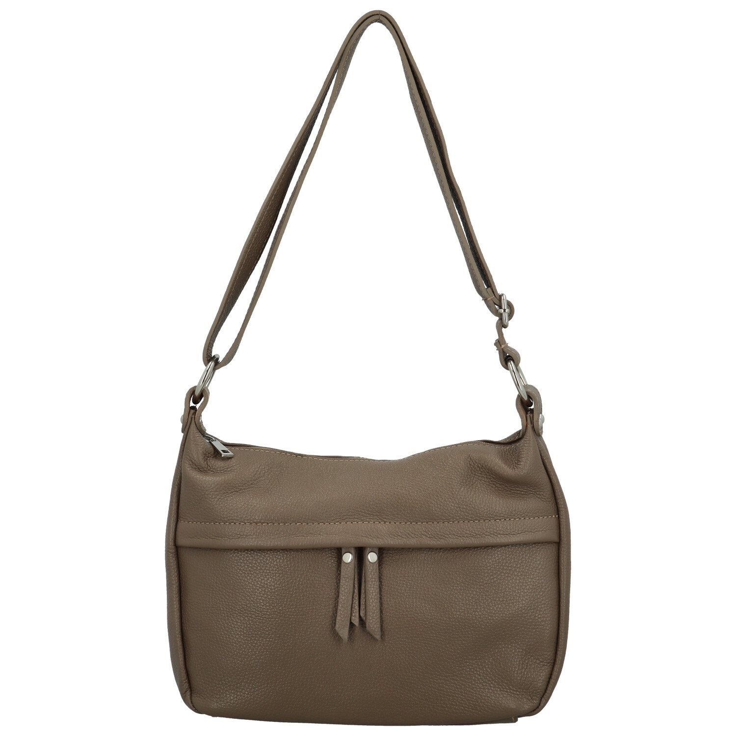 Dámska kožená crossbody kabelka taupe - Delami Vera Pelle Meyrra