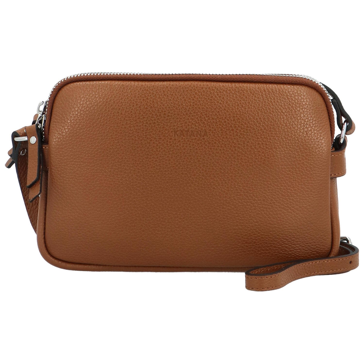Dámska kožená crossbody kabelka koňaková - Katana Prina