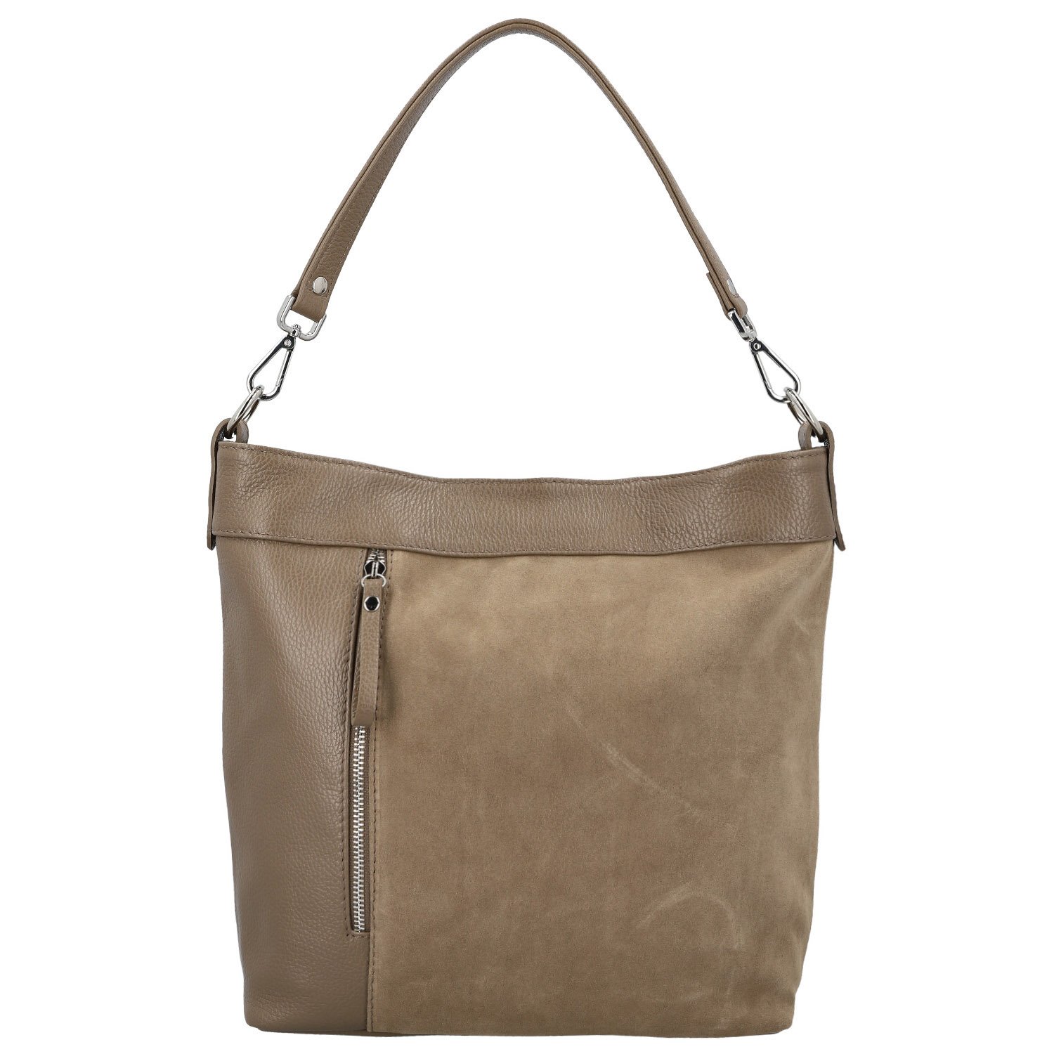 Dámska kožená kabelka do ruky taupe - Delami Vera Pelle Aneli