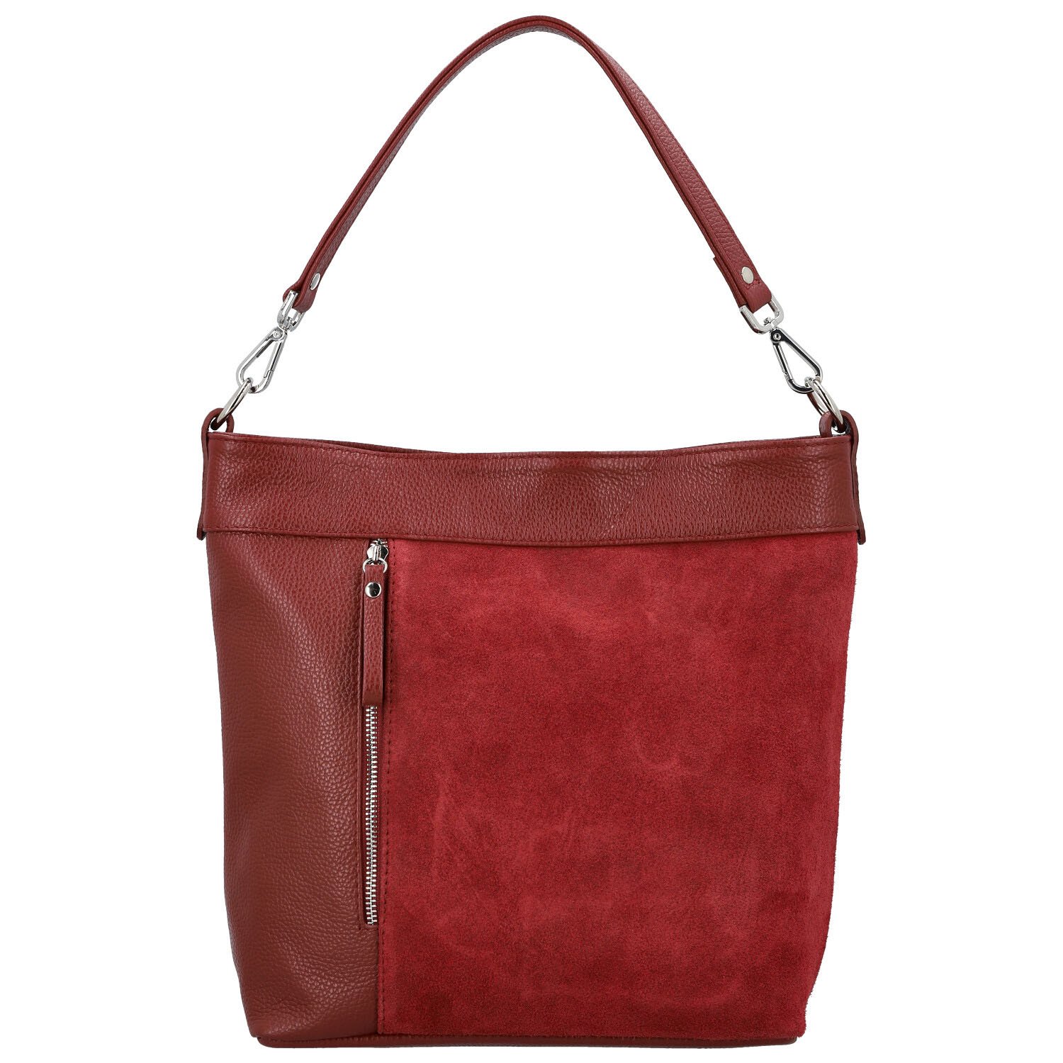 Dámska kožená kabelka do ruky tmavo červená - Delami Vera Pelle Aneli