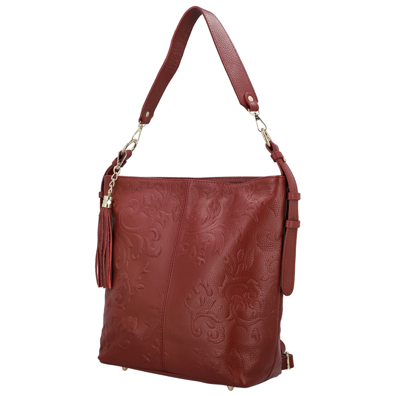 Dámska kožená kabelka do ruky tmavo červená - Delami Vera Pelle Moshe