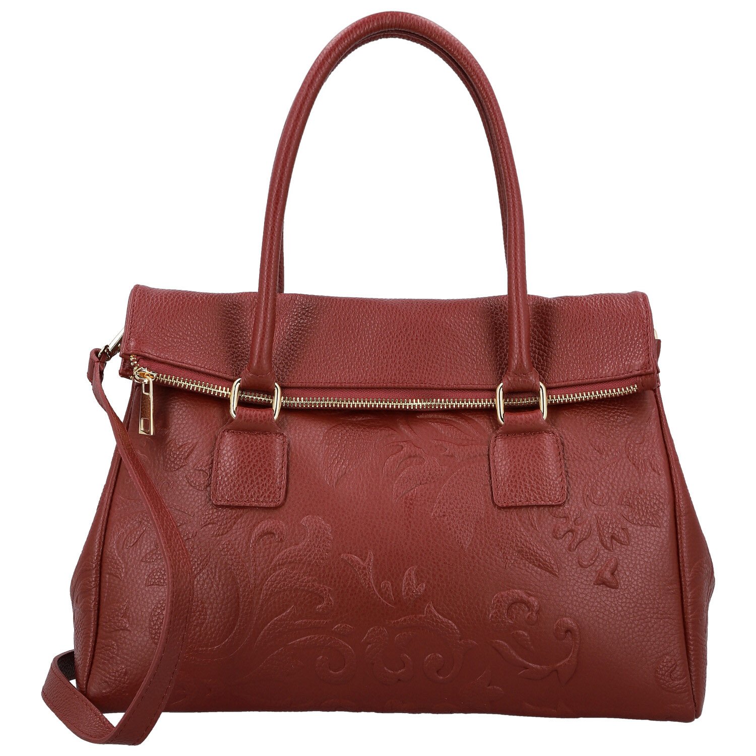 Dámska kožená kabelka do ruky tmavo červená - Delami Vera Pelle Arjana