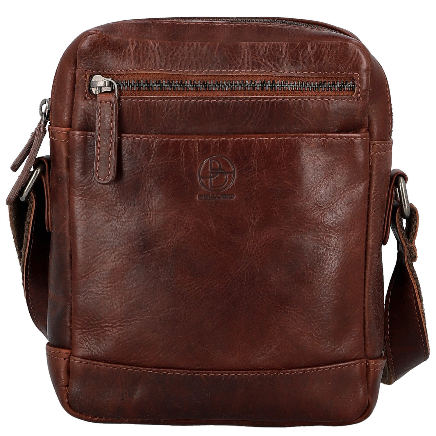 Pánska kožená crossbody taška tmavo hnedá - Bellugio Serchio