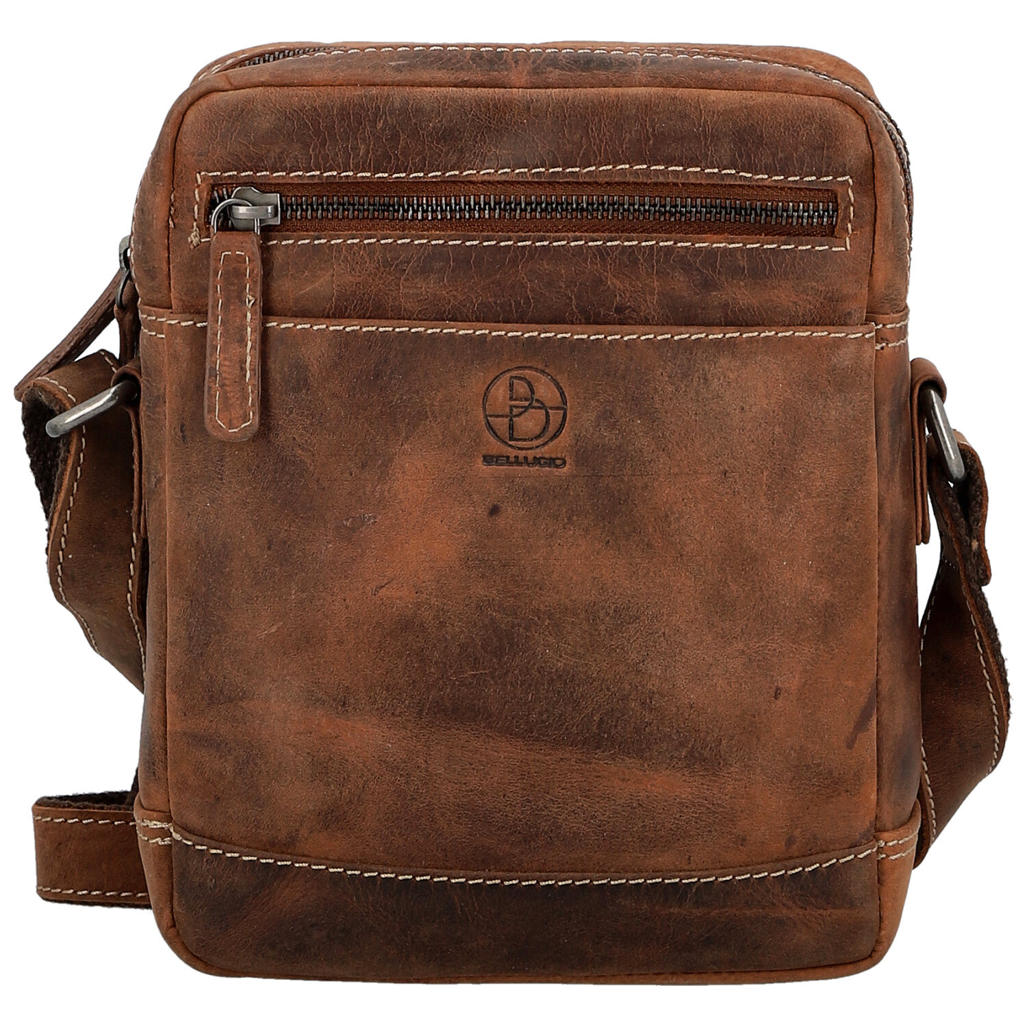 Pánska kožená crossbody taška hnedá - Bellugio Serchio