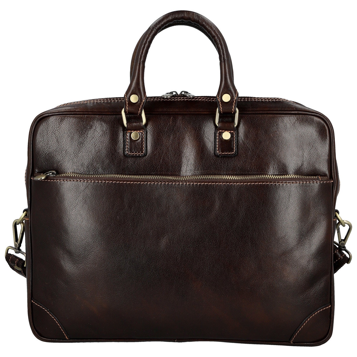 Kožená business taška tmavo hnedá - Delami Vera Pelle Evarist