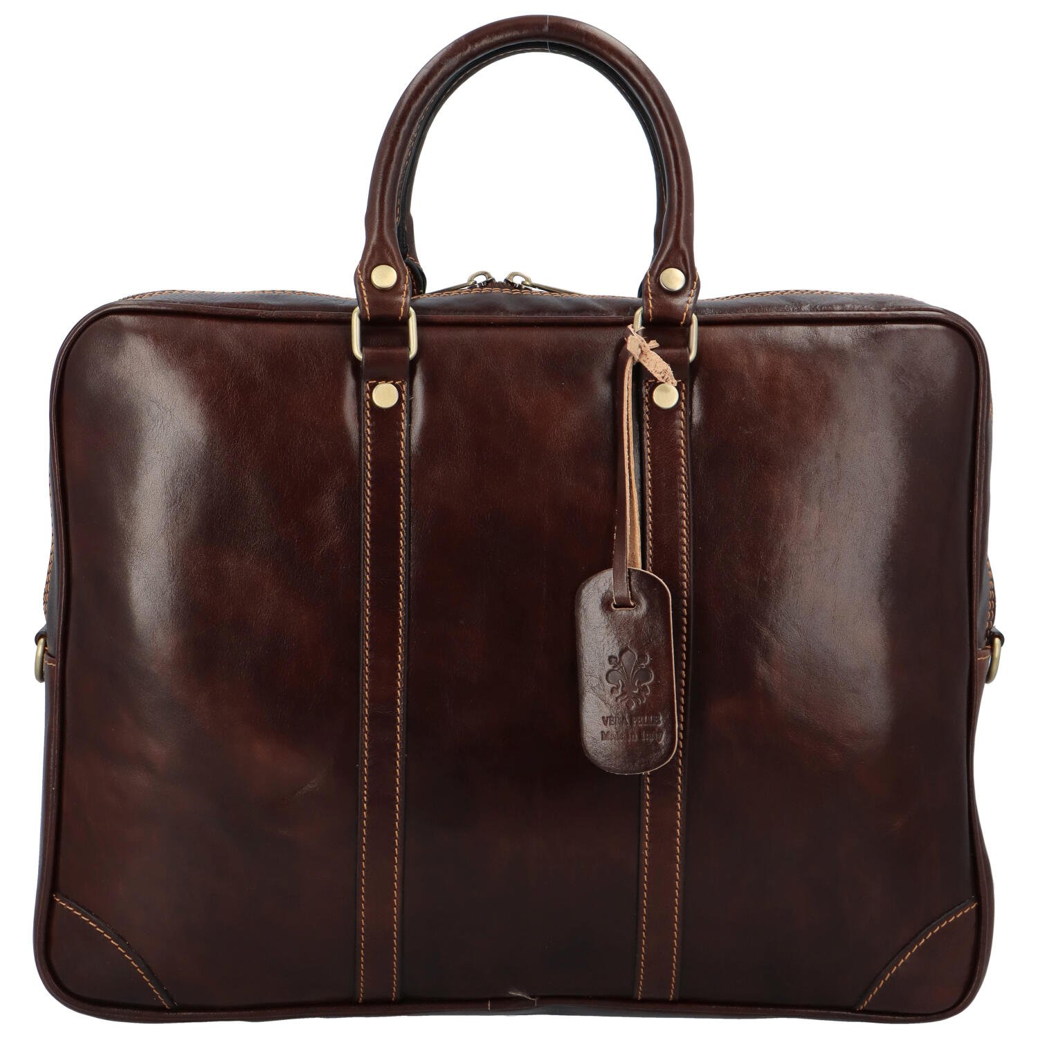 Kožená business taška tmavo hnedá - Delami Vera Pelle Paolo