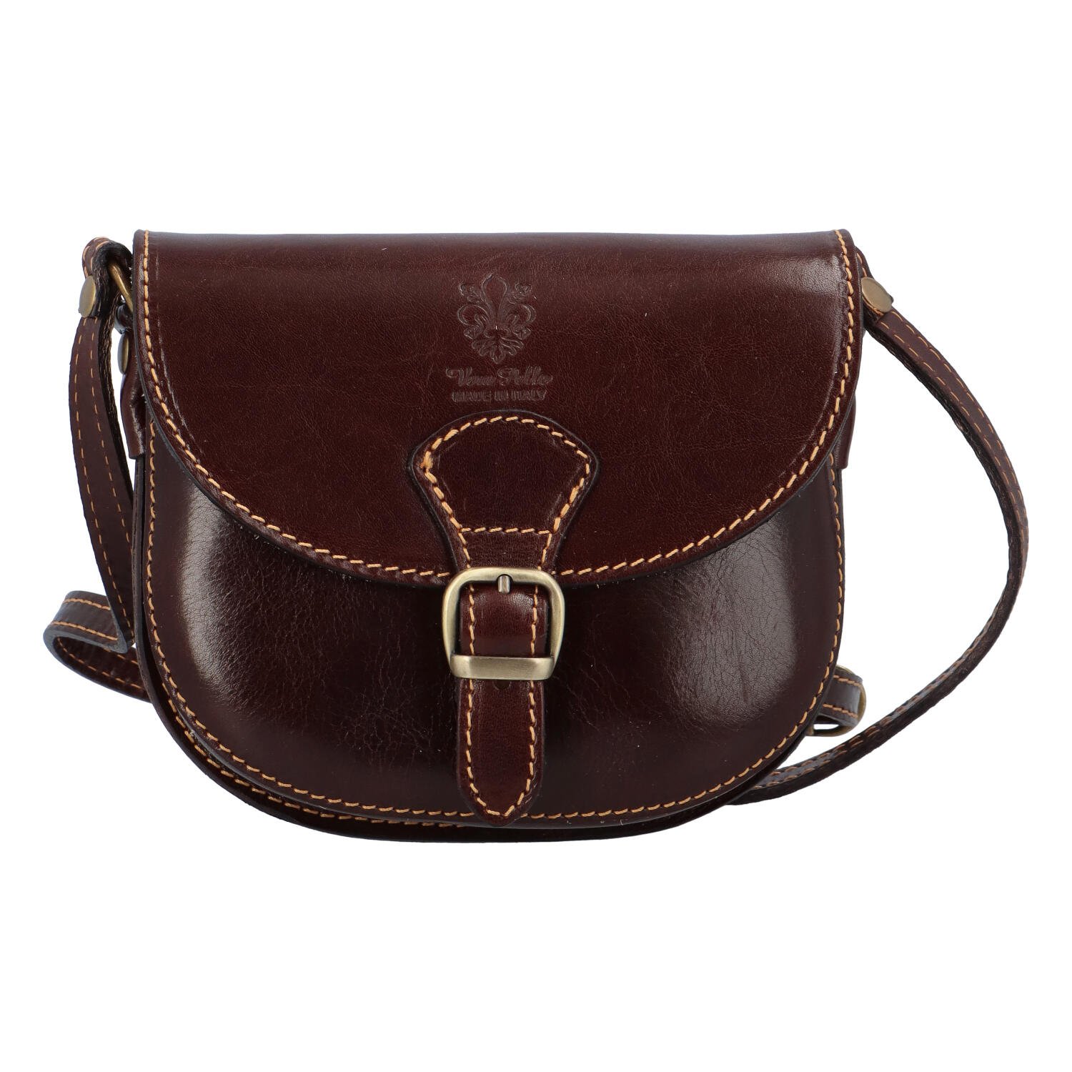 Dámska kožená crossbody kabelka tmavohnedá - ItalY Isabella