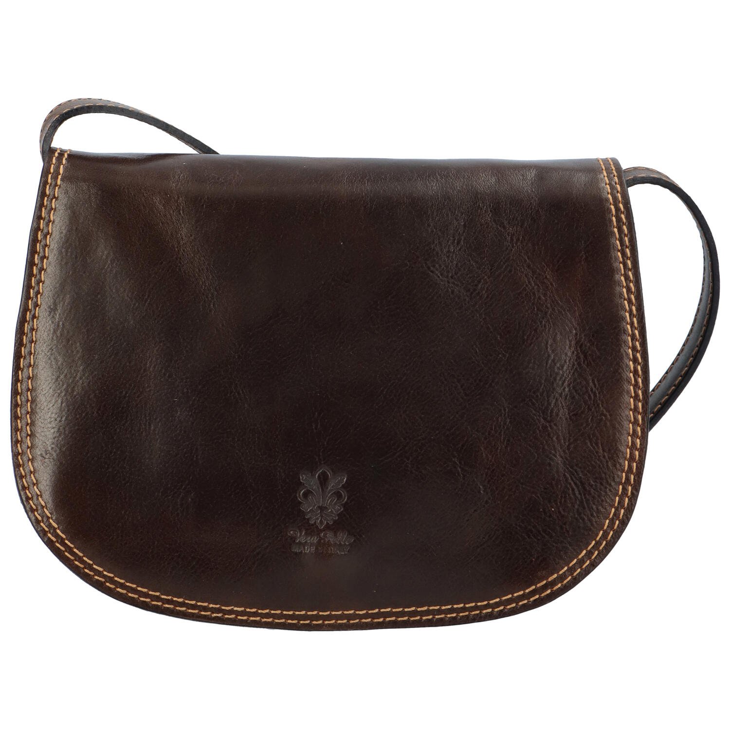 Dámska kožená crossbody kabelka tmavo hnedá - Delami Elrosa