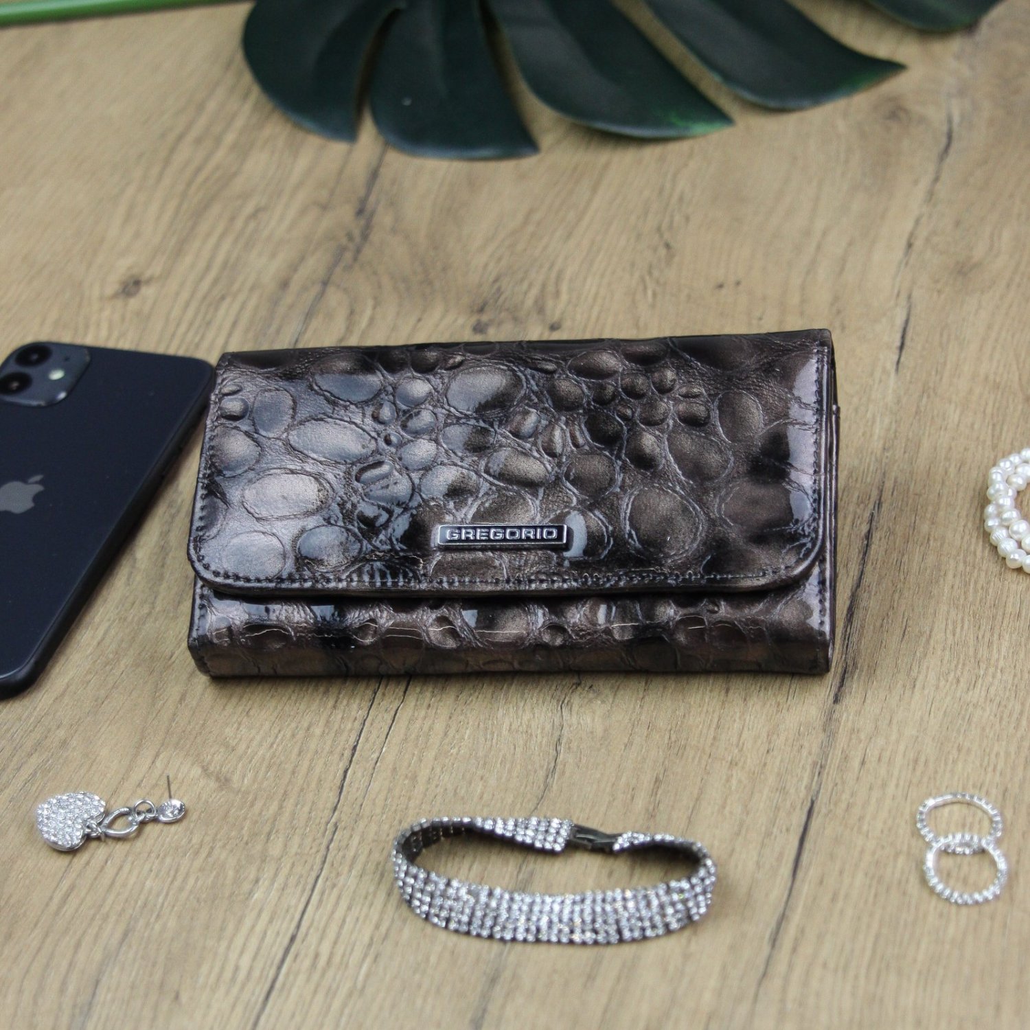 Dámska kožená peňaženka šedo/hnedá - Gregorio Sonia