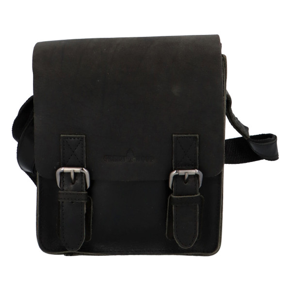 Pánska kožená crossbody taška čierna - Greenwood Chemis
