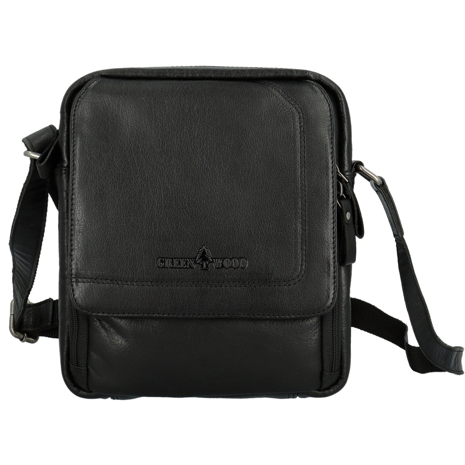 Pánska kožená crossbody taška čierna - Greenwood Vaios
