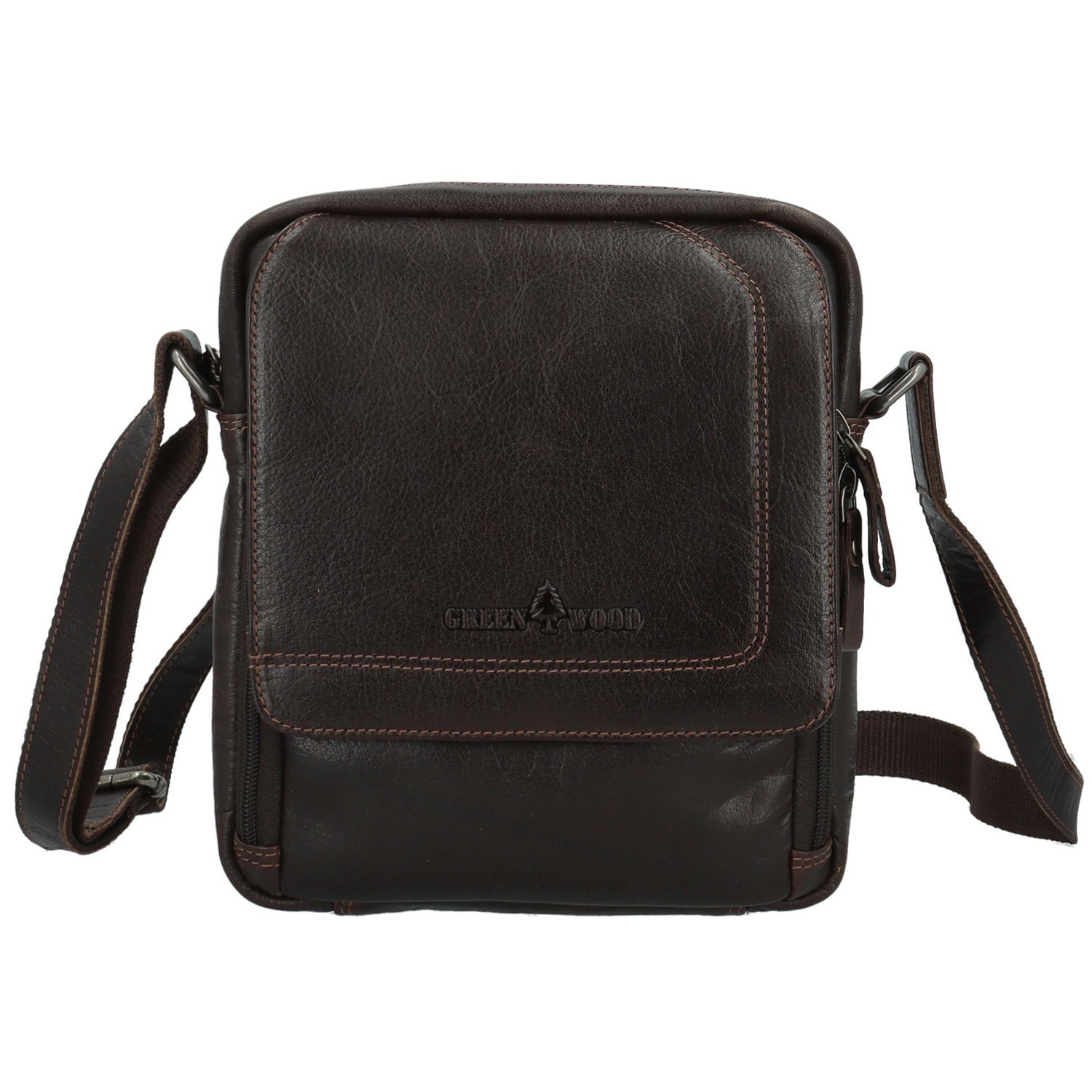 Pánska kožená crossbody taška tmavo hnedá - Greenwood Vaios