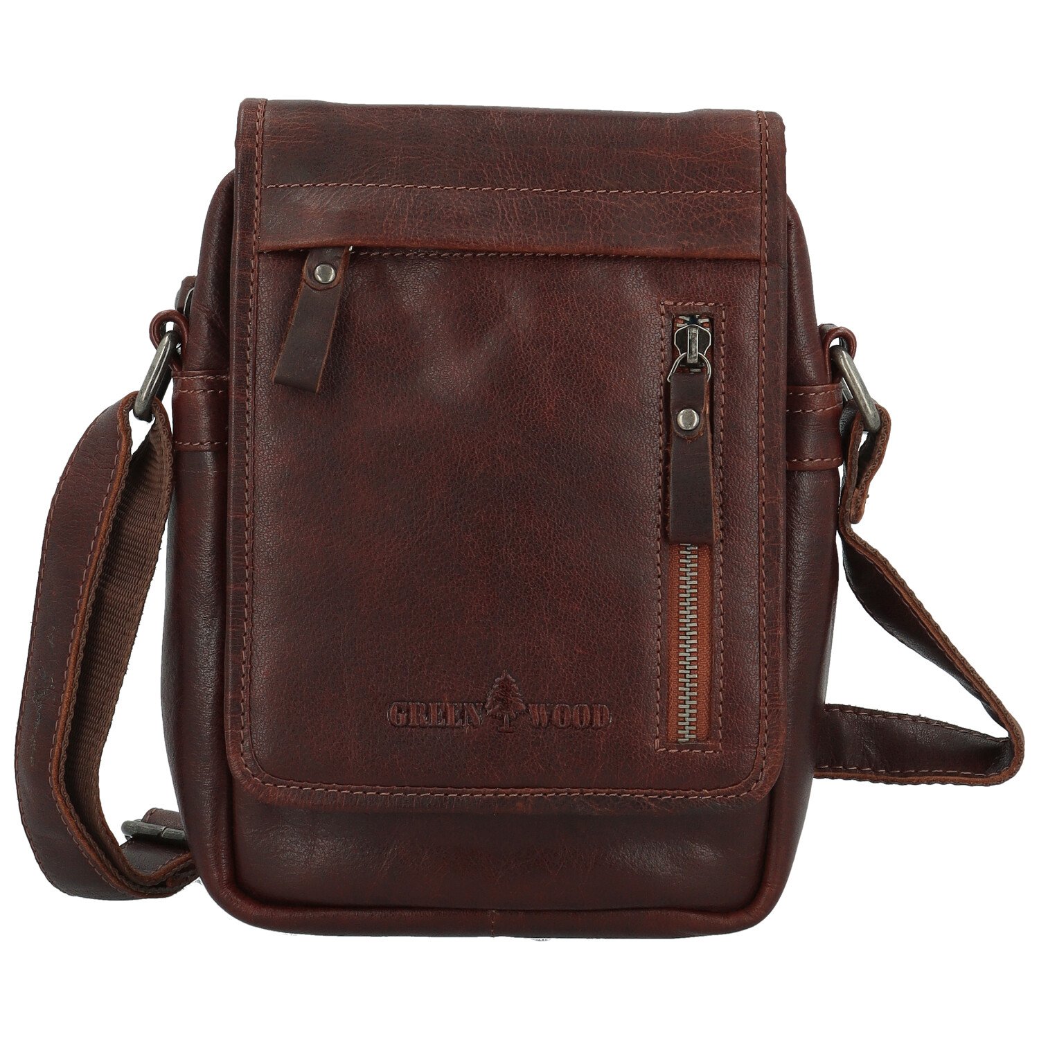 Pánska kožená crossbody taška hnedá - Greenwood Olivier