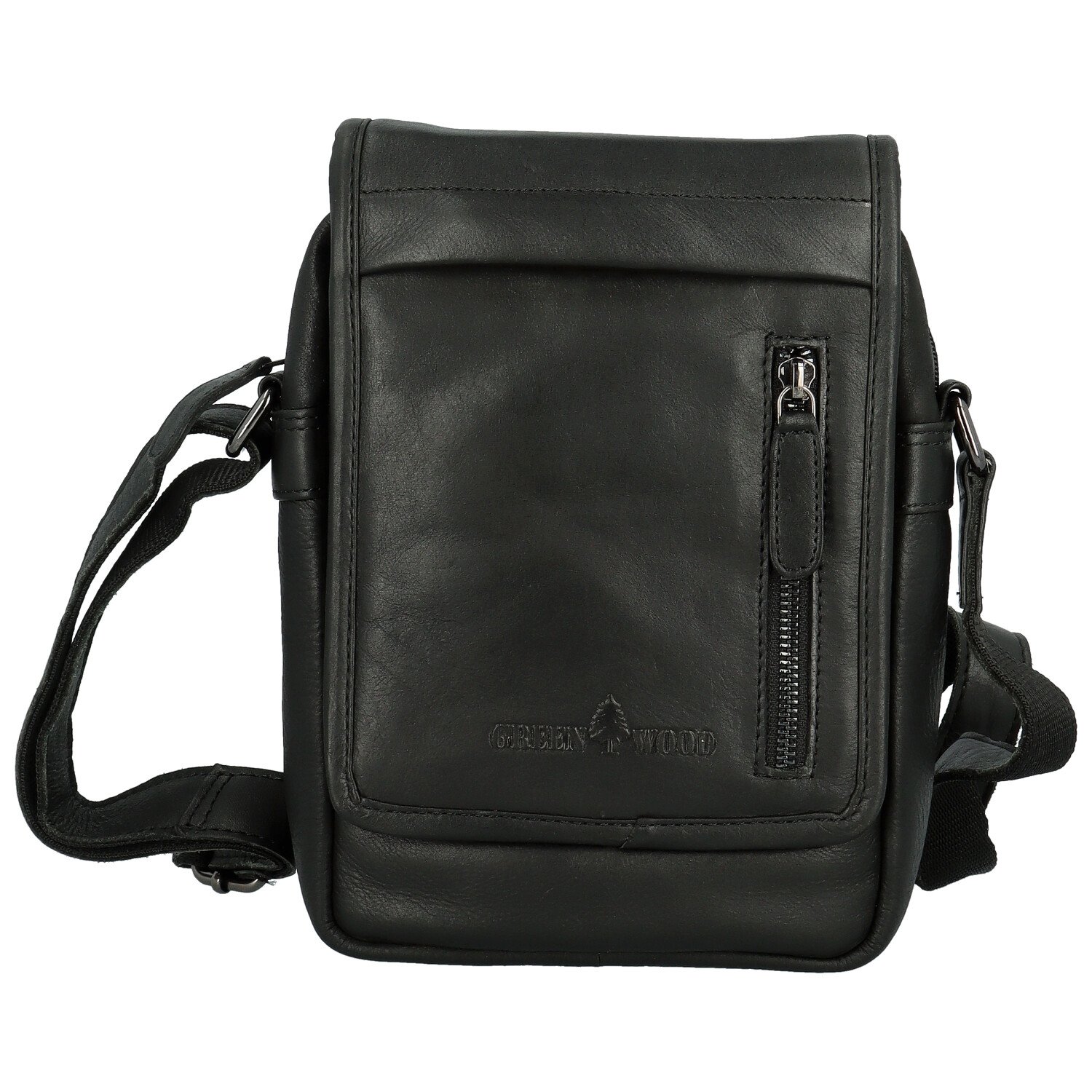 Pánska kožená crossbody taška čierna - Greenwood Olivier