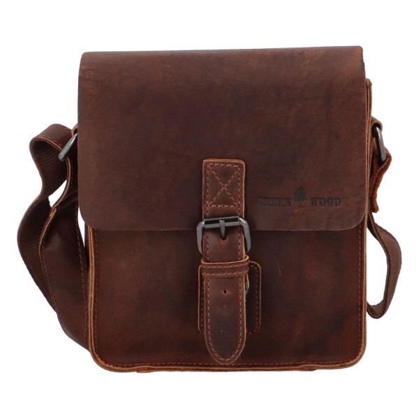 Pánska kožená crossbody taška hnedá - Greenwood Chemis