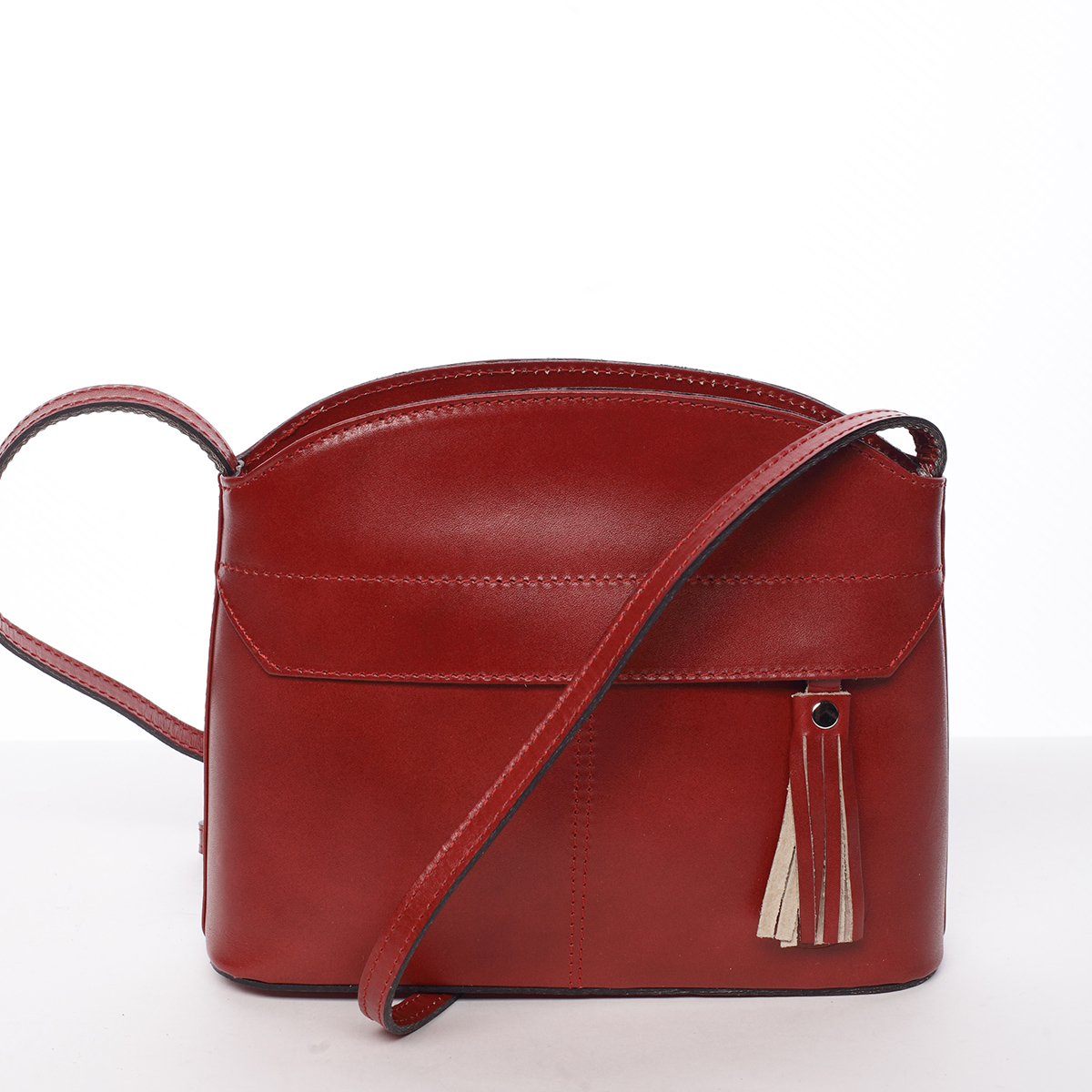 Tmavočervená kožená crossbody kabelka - ItalY Marla
