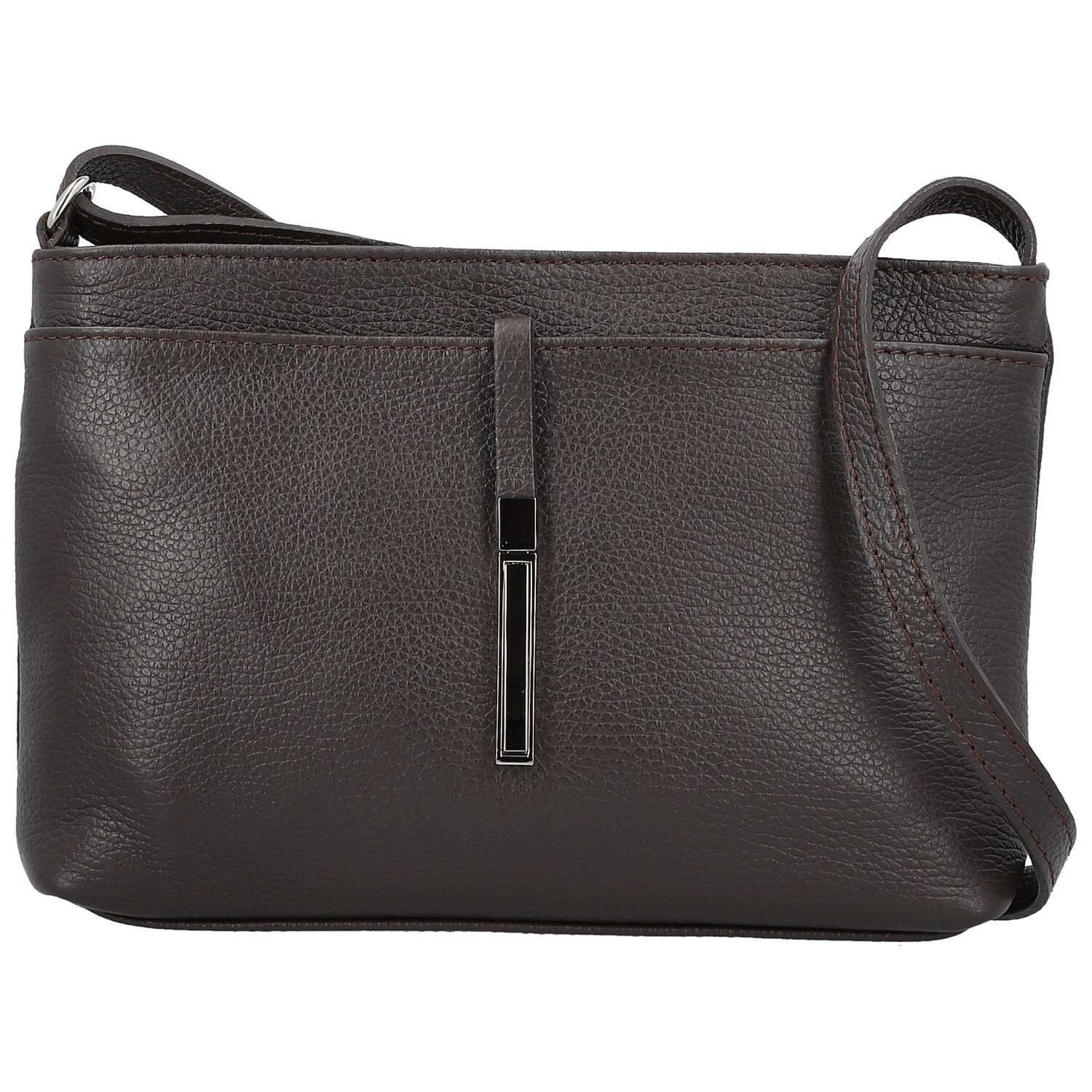 Dámska kožená crossbody kabelka tmavo hnedá - Delami Vera Pelle Finni