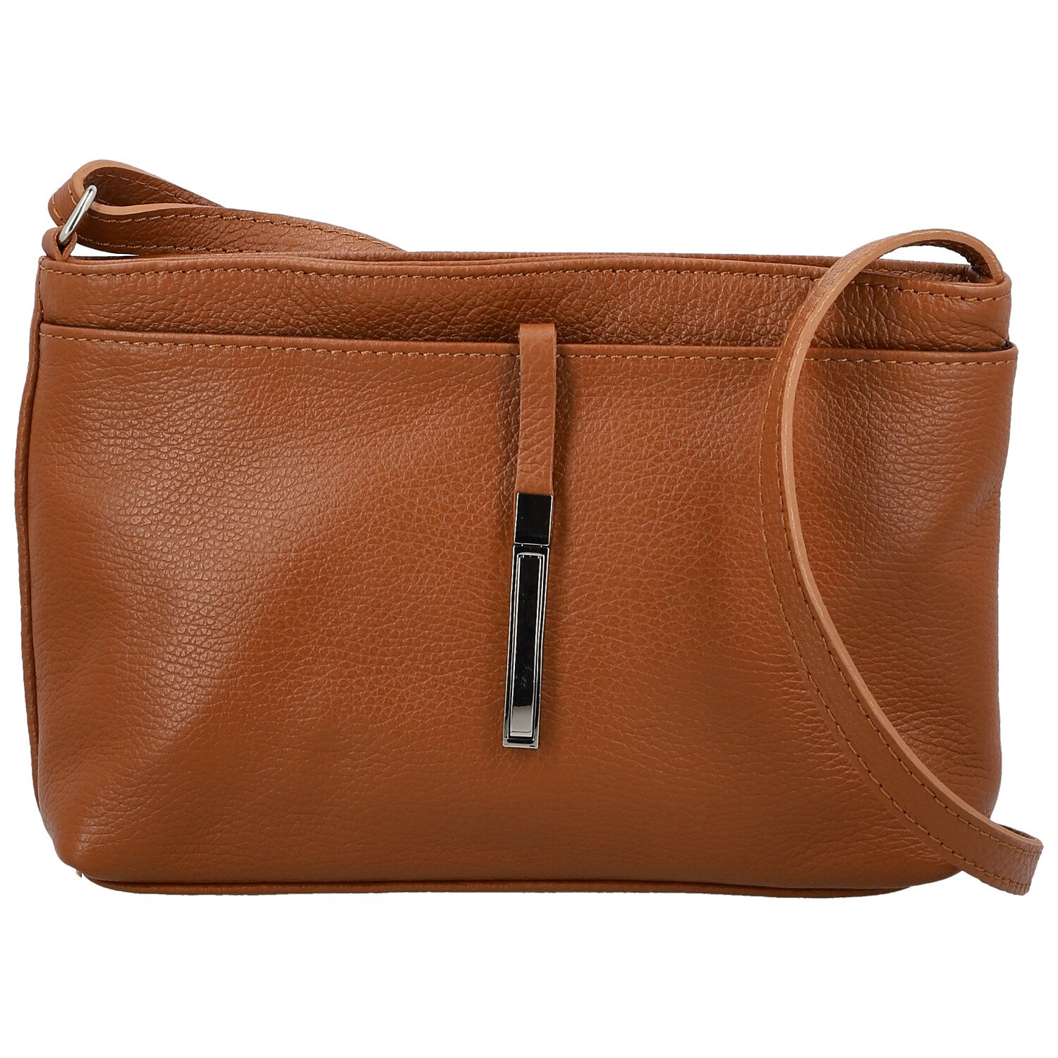 Dámska kožená crossbody kabelka koňaková - Delami Vera Pelle Finni