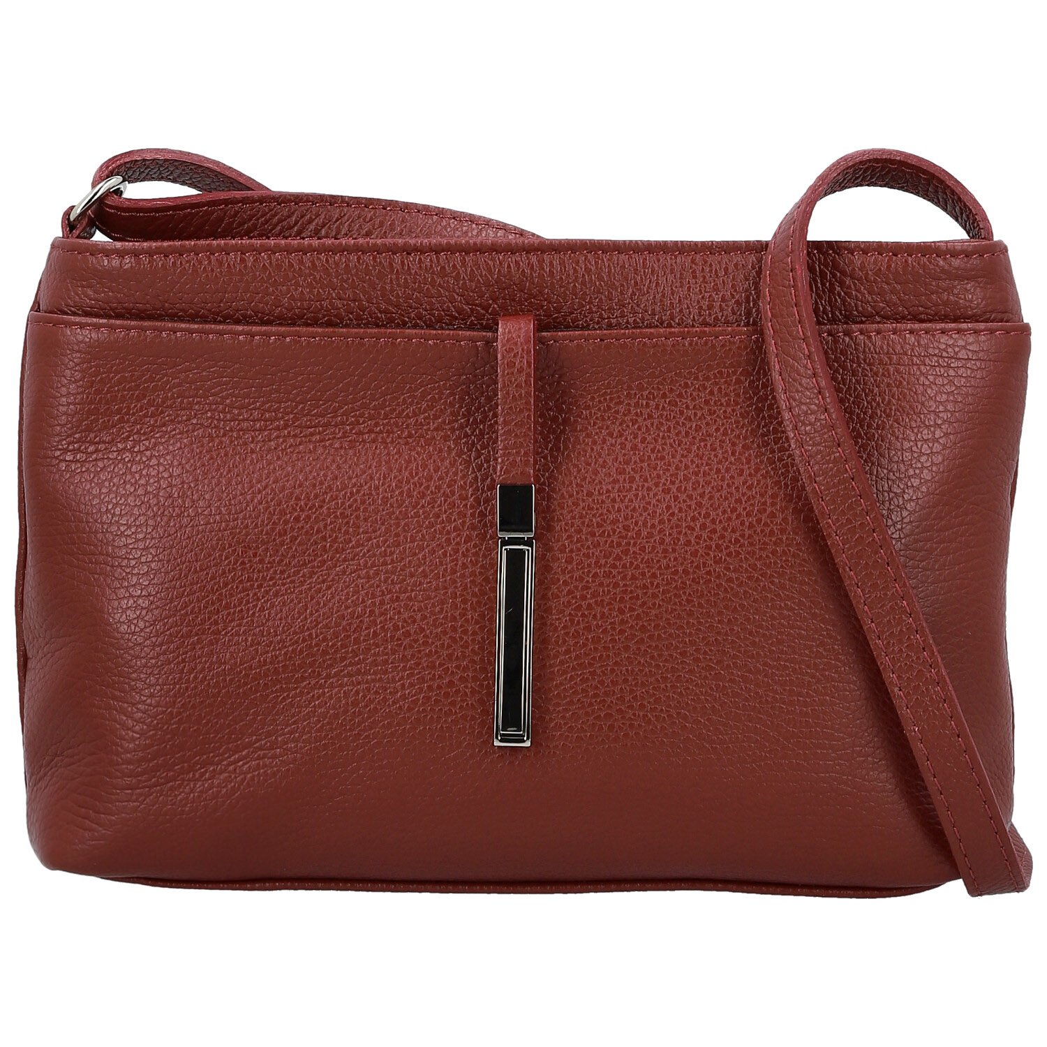 Dámska kožená crossbody kabelka tmavo červená - Delami Vera Pelle Finni