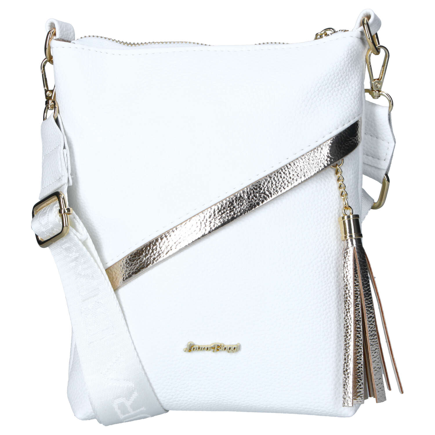 Dámska kožená crossbody kabelka biela - Laura Biaggi Liora