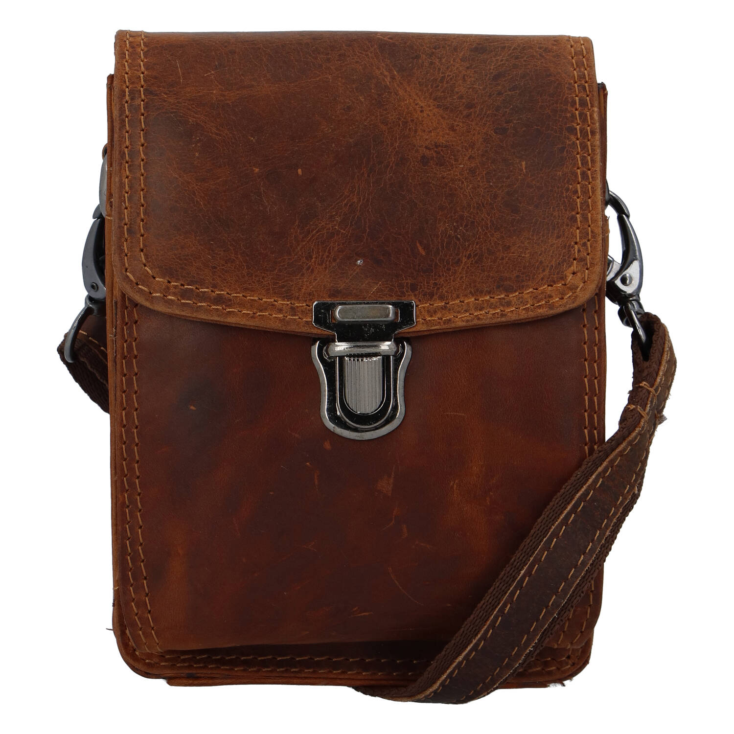 Pánska kožená crossbody taška hnedá - GreenWood Upton