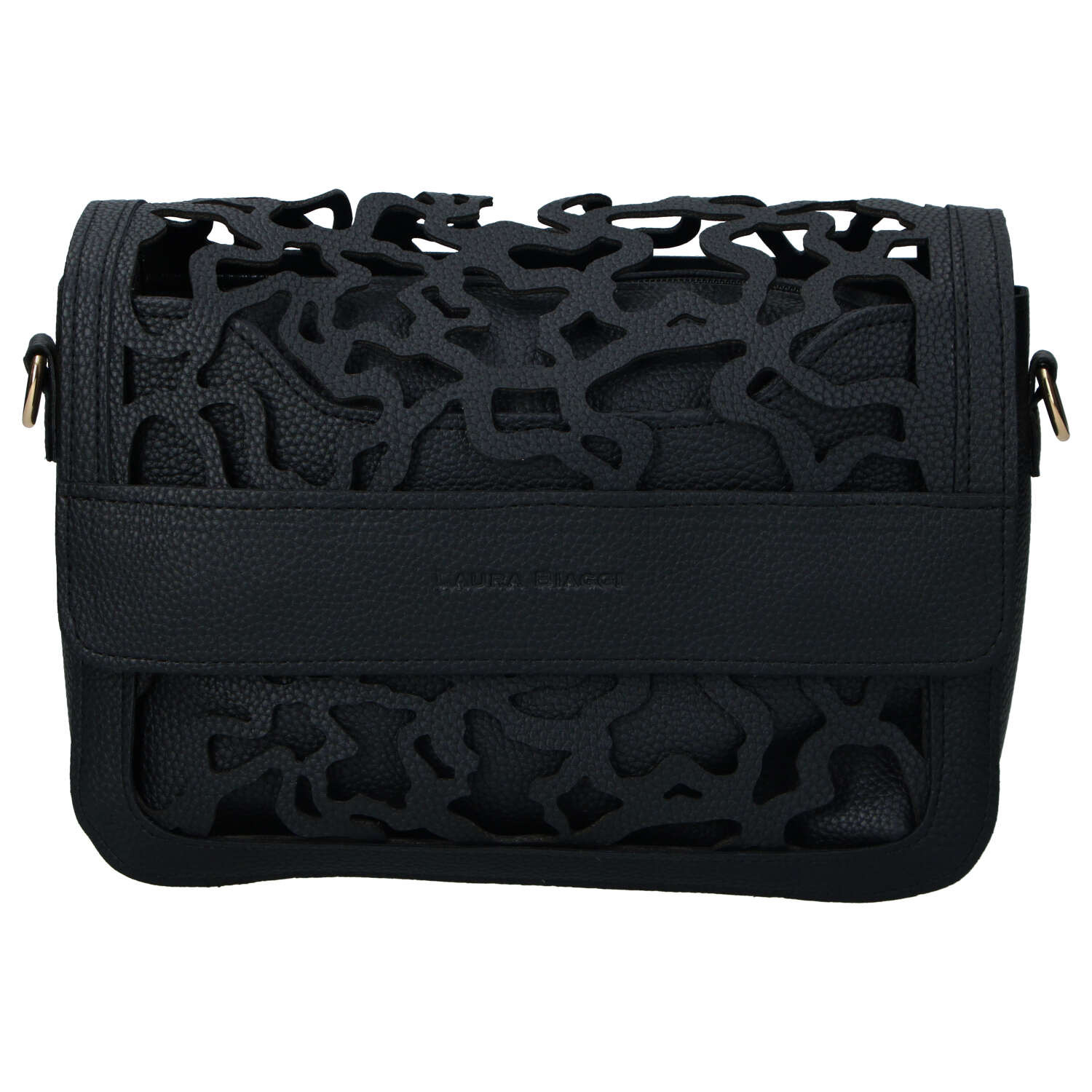 Dámska koženková crossbody kabelka čierna - Laura Biaggi Shelly