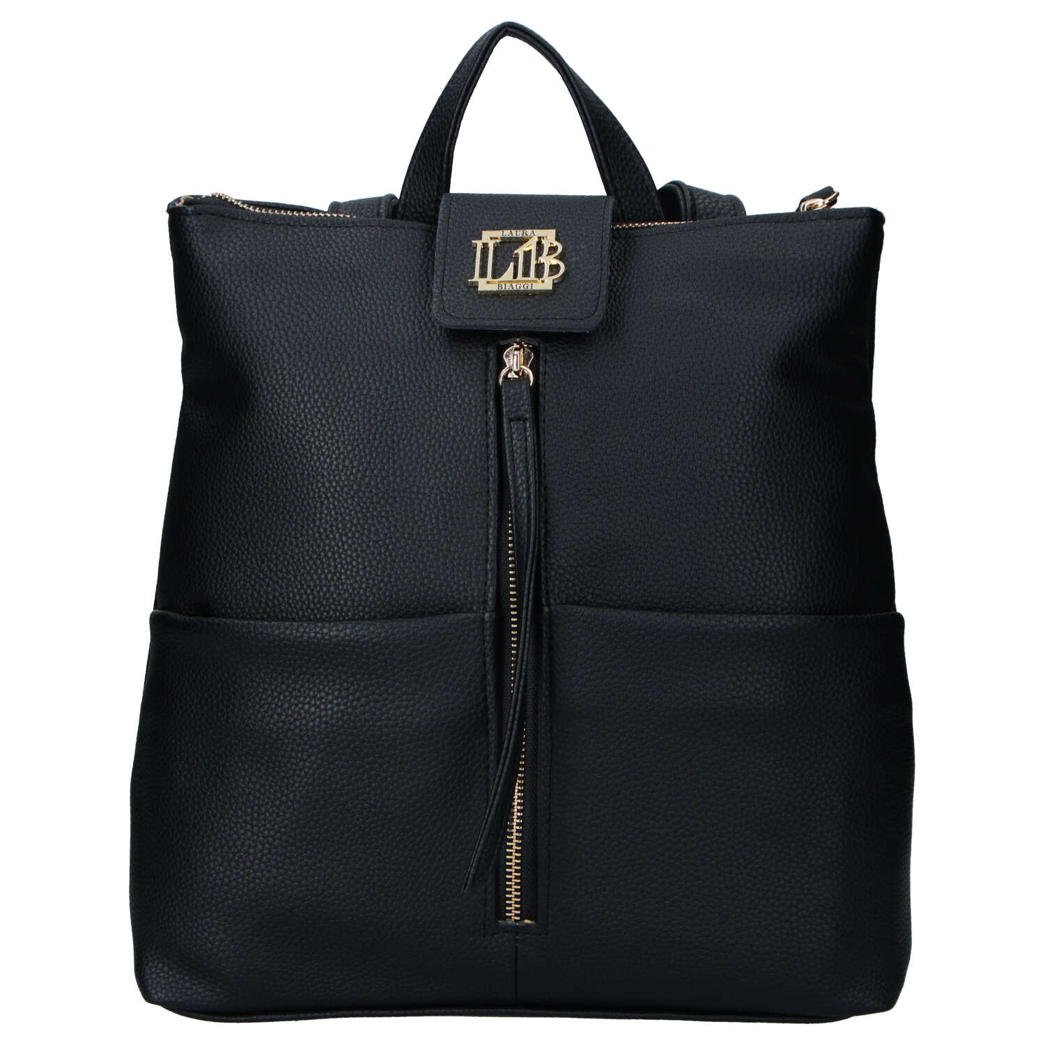 Dámsky koženkový batoh čierny - Laura Biaggi Nova