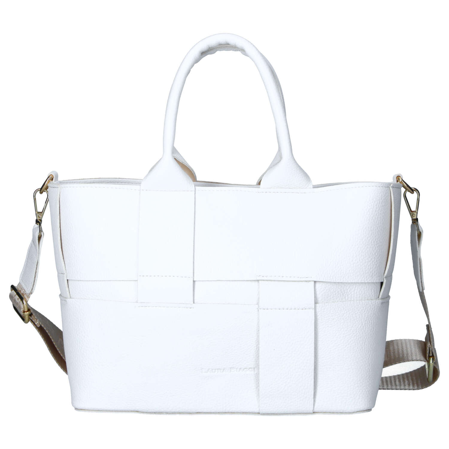 Dámska koženková kabelka do ruky biela - Laura Biaggi Elora