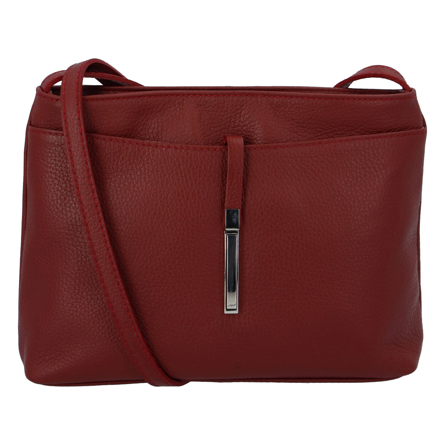 Dámska kožená crossbody kabelka tmavo červená - ItalY Eneta