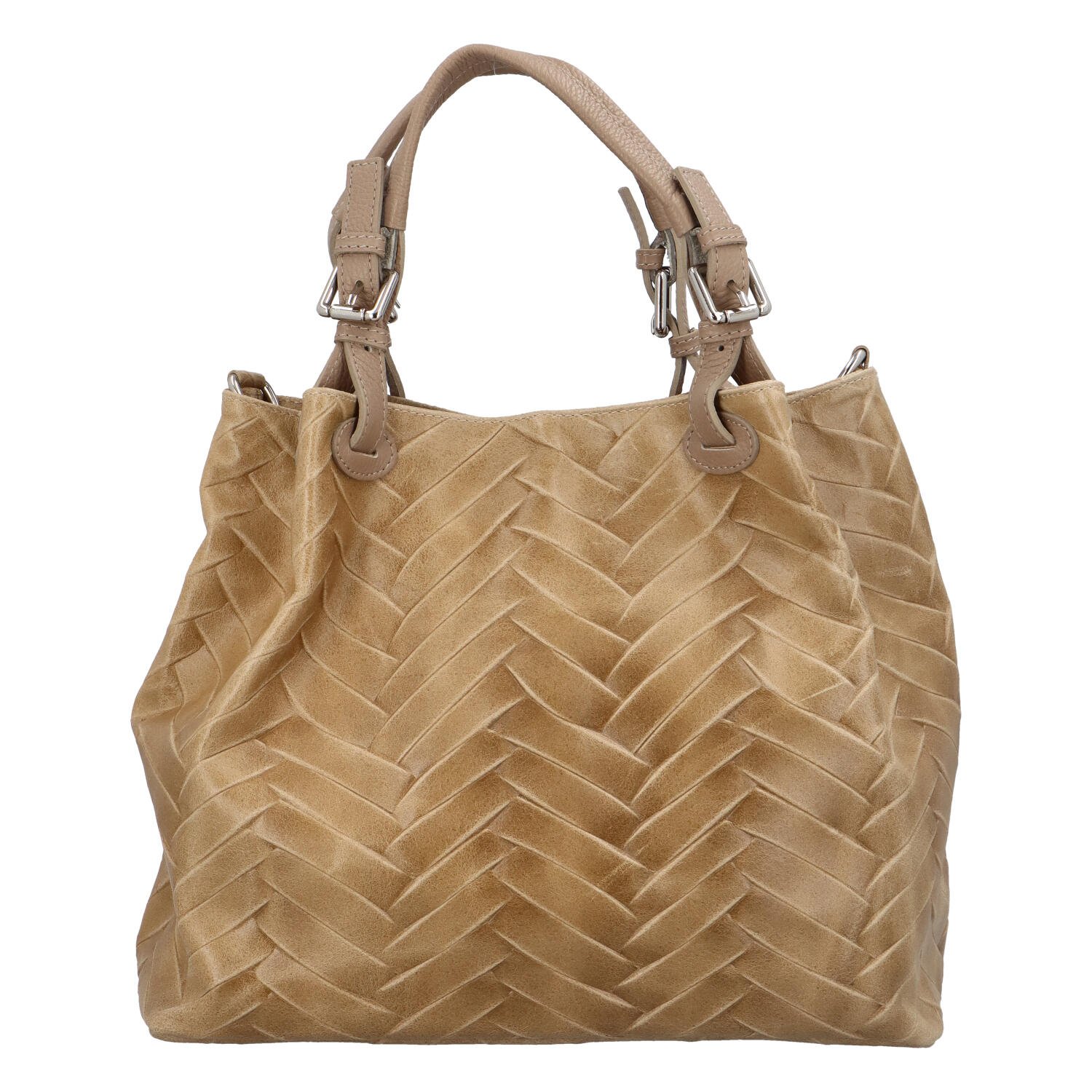 Dámska kožená kabelka cez plece svetlá taupe - ItalY Chelsea