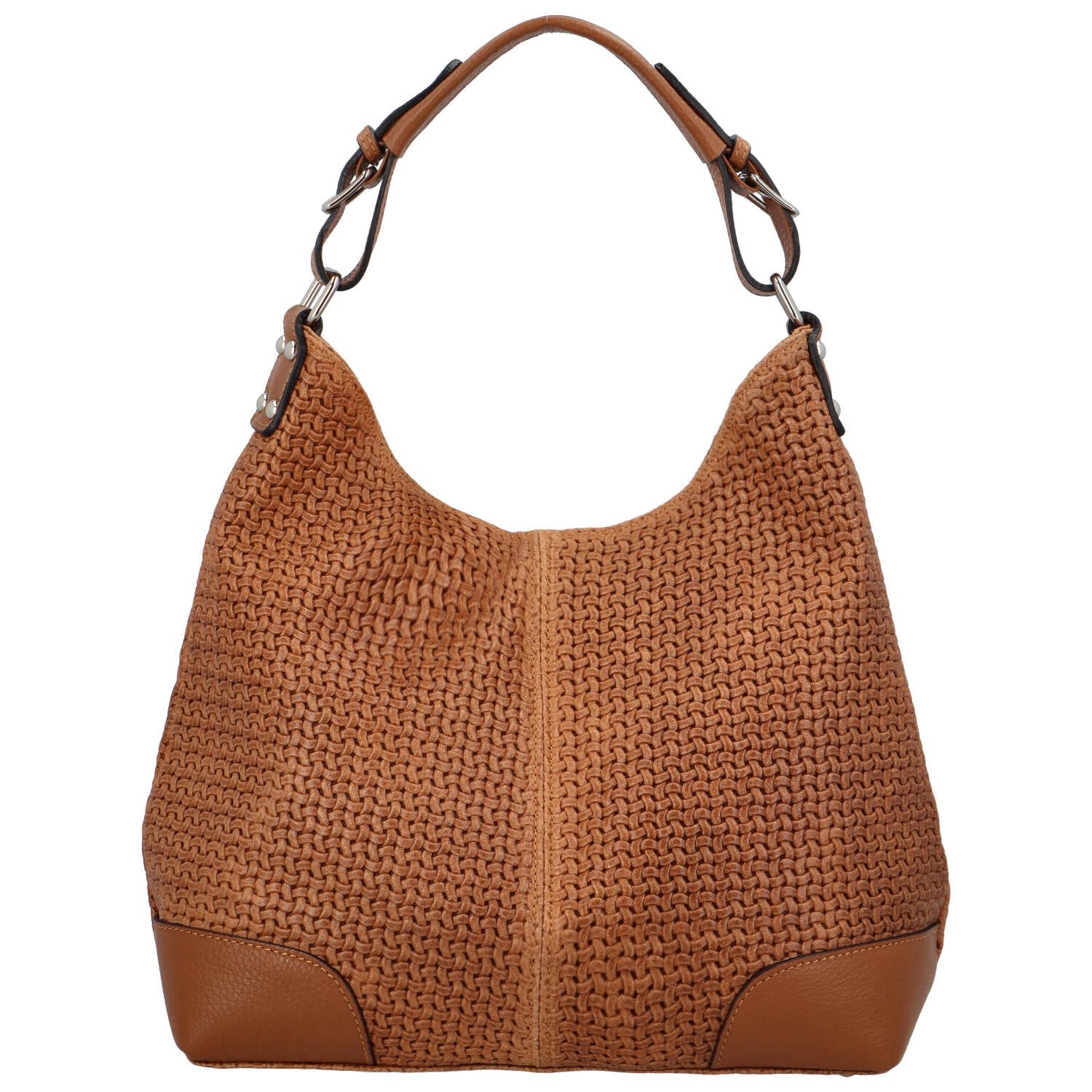 Dámska kožená kabelka svetlo hnedá - ItalY Inpelle Pattern