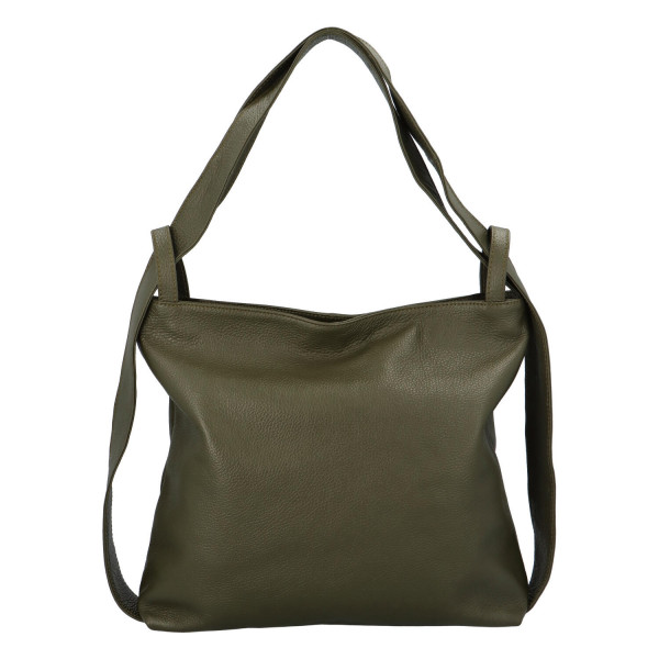 Dámska kožená kabelka cez plece khaki - ItalY Armáni