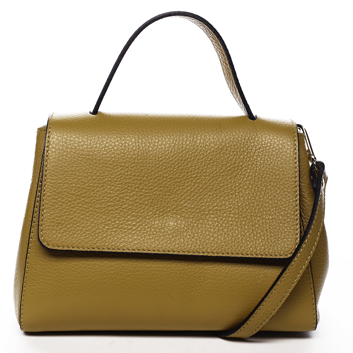 Dámska kožená kabelka do ruky zelenožltá - ItalY Fatismy