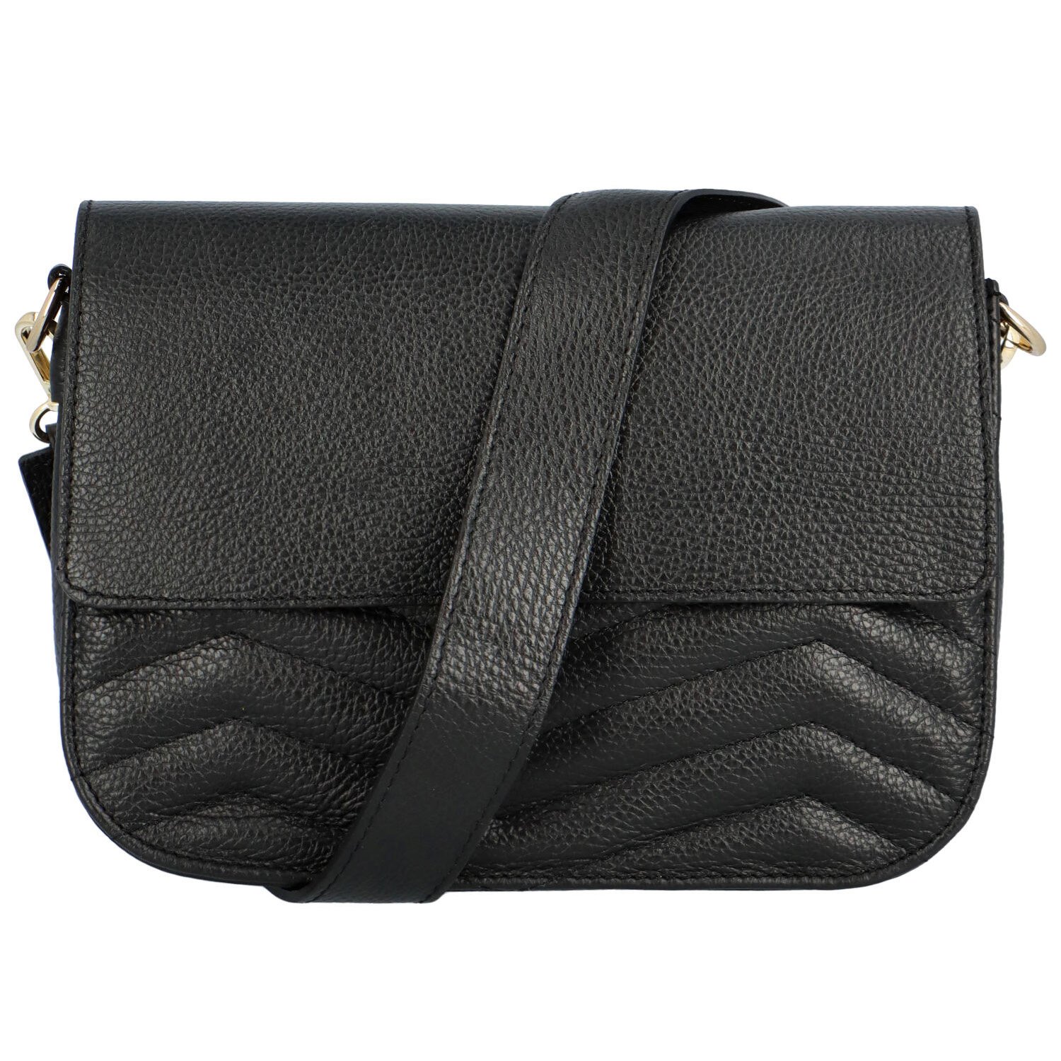 Dámska kožená crossbody kabelka čierna - Delami Inelly