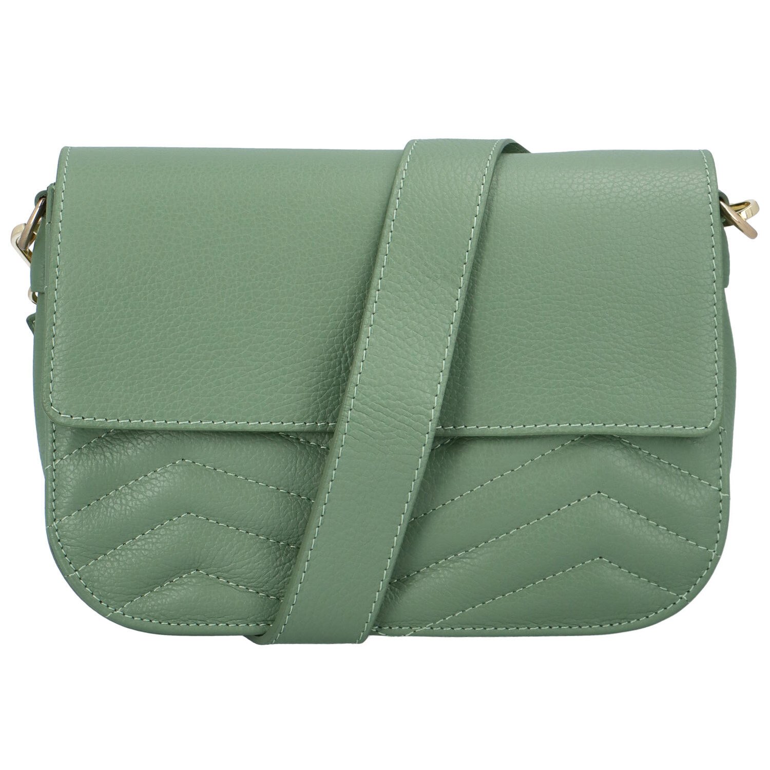 Dámska kožená crossbody kabelka šedozelená - Delami Inelly