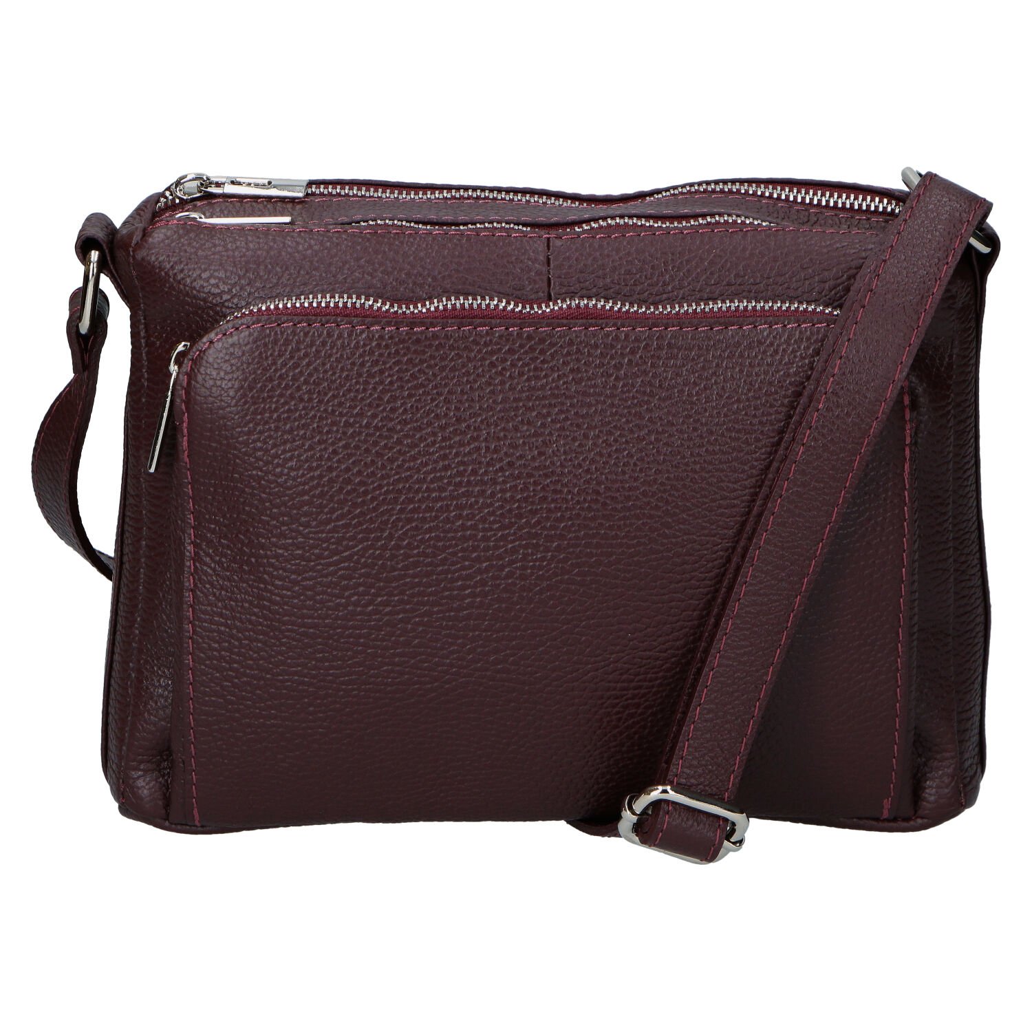 Dámska kožená crossbody kabelka vínová - Delami Vera Pelle Bandit