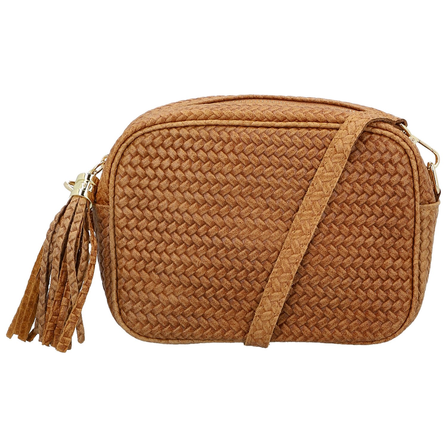 Dámska kožená crossbody kabelka koňaková - Delami Vera Pelle Teresia