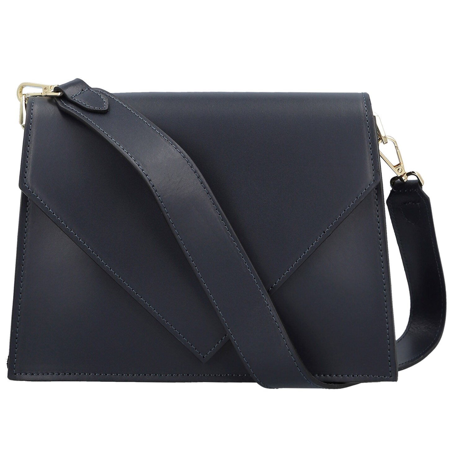 Dámska kožená kabelka na rameno tmavo modrá - Delami Charlien