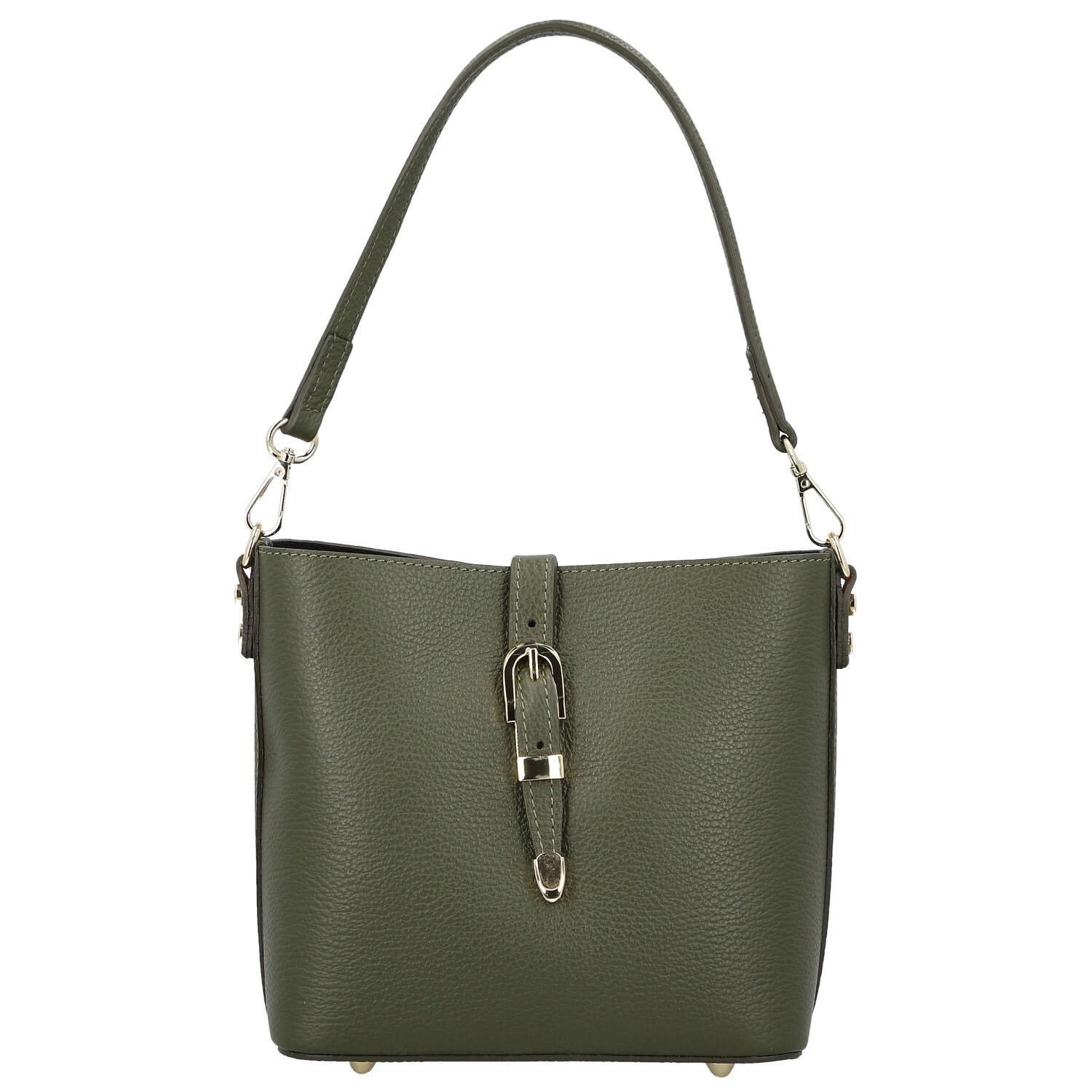 Dámska kožená kabelka na rameno tmavo zelená - Delami Vera Pelle Antoanet